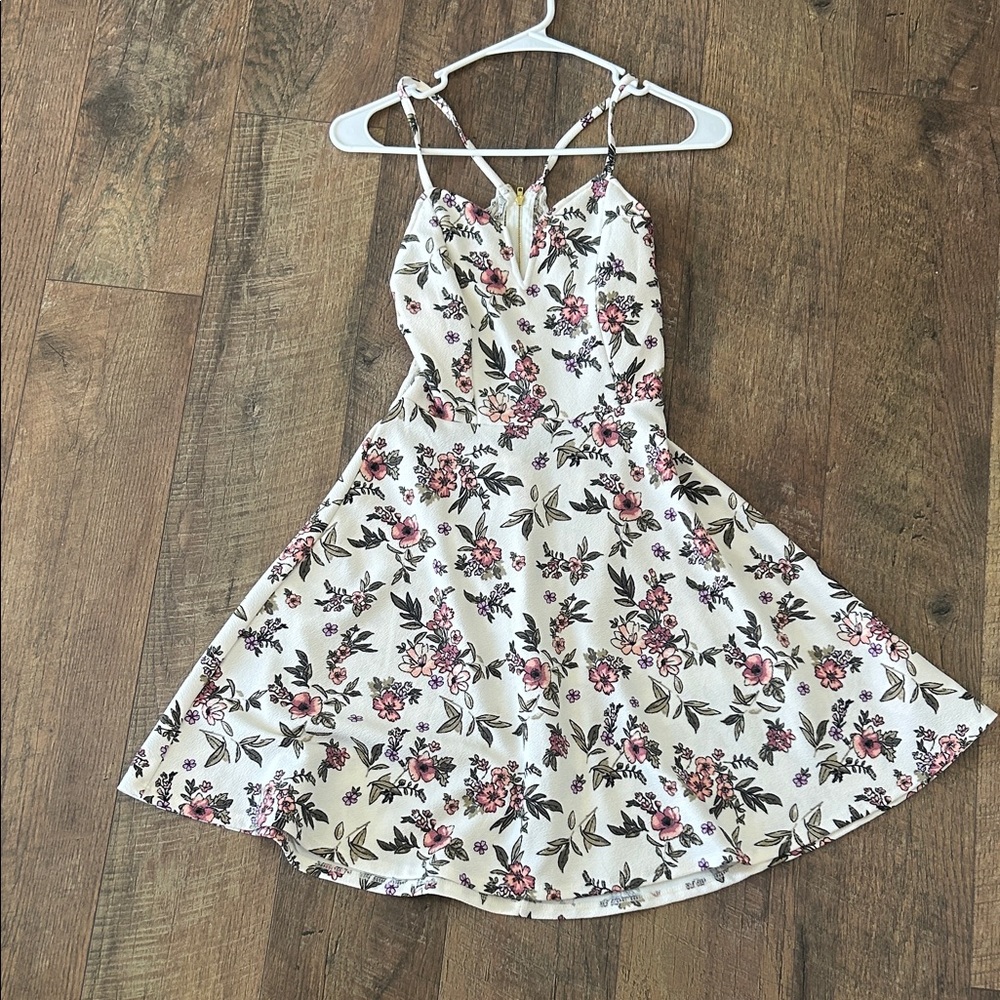 No Boundaries White and Pink Floral Dress